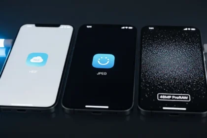 Configurações de formato de captura abertas na câmera de um iPhone
