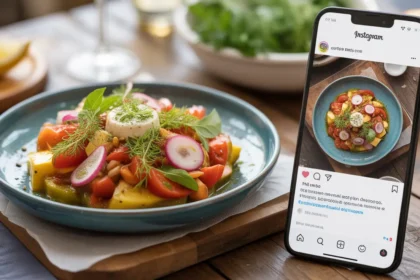 Prato de comida fotografado com luz lateral de janela e cenário limpo